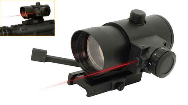 Коллиматорный прицел с лазерным целеуказателем и быстросъемным креплением на базу Weawer NcSTAR DLB140R 40 mm Tactical Red Dot Sight and Laser with QR Weaver Style Mount